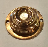 NOS Vintage Cast Brass Round Electric Doorbell with Mother of Pearl Push Button