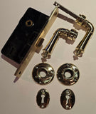 Vintage 1920s Cast Brass French Door Lever Hardware Set