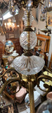 Large Vintage Metal, Glass and Tear Drop Crystal Chandelier