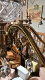 Large Vintage Metal, Glass and Tear Drop Crystal Chandelier