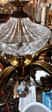 Large Vintage Metal, Glass and Tear Drop Crystal Chandelier