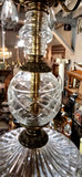 Large Vintage Metal, Glass and Tear Drop Crystal Chandelier