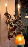 Vintage Cast & Wrought Bronze Dragon Sconce