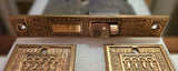 Late 1800s Reading Hardware Co. Cast Bronze Thumb Paddle Set with Original Mortise Lock