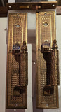 Late 1800s Reading Hardware Co. Cast Bronze Thumb Paddle Set with Original Mortise Lock