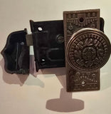 Antique Rim Lock with Windsor Pattern Knobs and Plate by Reading Hardware Co