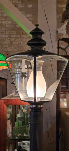 Vintage Copper & Beveled Glass Lamp Post Light