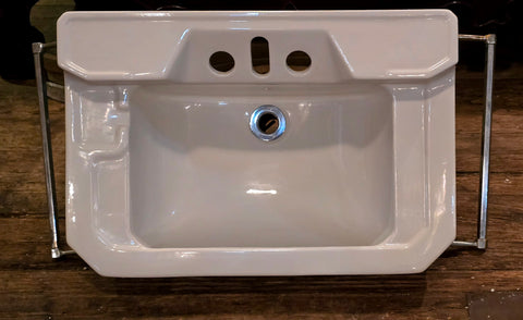 Vintage Case Plumbing Cut Corner Wall Sink with Towel Racks