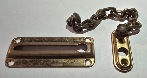 Vintage Chain Door Security Latch in Brass