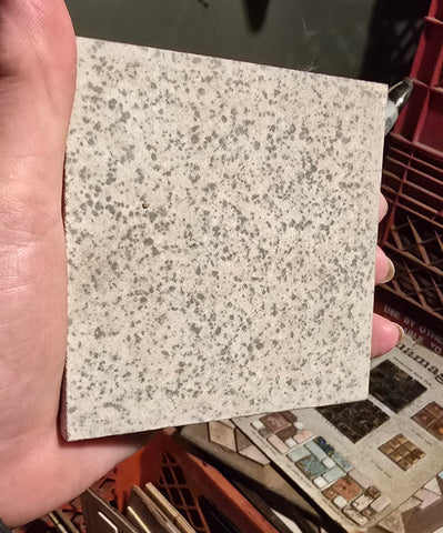 Vintage NOS 4X4 German Black White Speckled Unglazed Floor Tiles