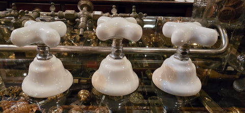 Vintage Standard Porcelain Cross Handles with Escutcheon Sets
