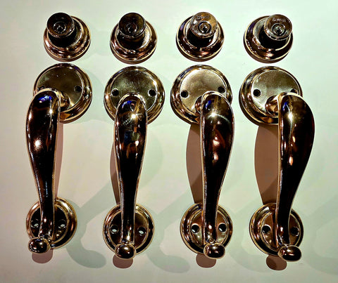 2 Pairs Antique Cast Bronze NL HARDWARE CO. DOOR PULLS w/Locks