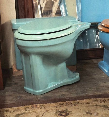 Vintage MCM Jadeite Colored Column Front Toilet by Mansfield