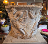 1st Century to 16th Century Italian Limestone Well Head "Rape of the Sabine Women"