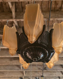 Vintage 1920s Moe Bridges Art Deco Bronze Slipper Shade Chandelier