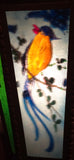 1920s Reverse Painted Pendant Lantern Light with Birds
