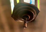 1920s Reverse Painted Pendant Lantern Light with Birds