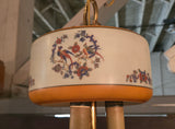 1920s Lightolier Chandelier with Painted Bird Shade