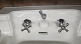 White Vintage MCM Standard Companion Shelf Back Sink with Integral Porcelain Spigot