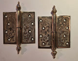 Pair Decorative 1870s Antique Cast Brass Lift Off For Hinges