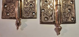 Pair Decorative 1870s Antique Cast Brass Lift Off For Hinges