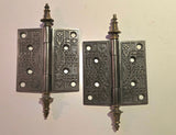 Pair Antique Cast Iron Decorative Hinges