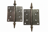 Pair Antique Cast Iron Decorative Hinges