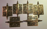 3 Pairs of very Decorative Antique Russell Irwin Cast Brass Aesthestic Hinges