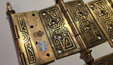 3 Pairs of very Decorative Antique Russell Irwin Cast Brass Aesthestic Hinges