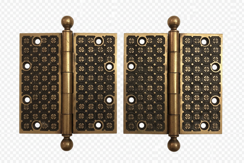 Antique Yale & Town Cast Bronze Madras Pattern 5x5 Hinges
