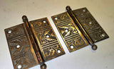 Pair of Decorative Antique Ball Top Hinges