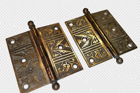 Pair of Decorative Antique Ball Top Hinges