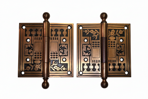 Beautiful pair of Aesthestic East Lake Era Brass Plated 5x5 Hinges
