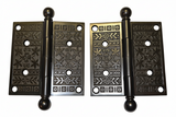 Beautiful Pair of Decorative Cat Iron 4x4 Hinges