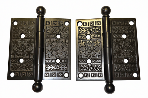 Beautiful Pair of Decorative Cat Iron 4x4 Hinges