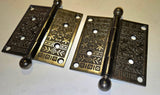 Beautiful Pair of Decorative Cat Iron 4x4 Hinges