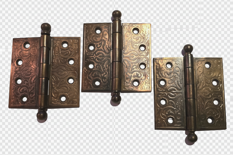 3 Brass Plated Decorative Door Hinges