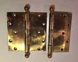 1800s Era YALE & TOWN very Large Brass Ball Top Tapered Hinges