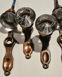 Vintage Art Deco Passage Hardware with Swirl Glass Knobs Ribbed