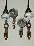 Vintage Art Deco Passage Hardware with Swirl Glass Knobs Ribbed