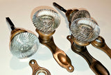 Vintage Art Deco Passage Hardware with Swirl Glass Knobs Ribbed