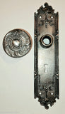 Antique Corbin  "Lutetia" Pattern Door Knob & Plate with Silver Plating
