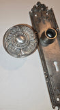 Antique Corbin  "Lutetia" Pattern Door Knob & Plate with Silver Plating