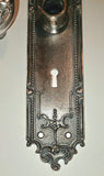 Antique Corbin  "Lutetia" Pattern Door Knob & Plate with Silver Plating