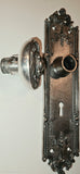 Antique Corbin  "Lutetia" Pattern Door Knob & Plate with Silver Plating