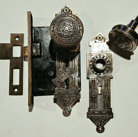1880s Antique Double Key Brass Aesthestic Entry Set by Corbin
