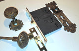 1800s Era Neo-Grec Bronze Double Skeleton Key Entry Set