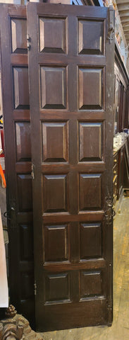 Pair on vintage 1920's Raised Panel Oak French Doors