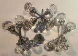 Vintage P.E. Guerin Faceted Cut Lead Crystal Ball Shaped Door Knobs