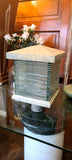 Retro Pair of Stacked Glass & Aluminum Post Lights